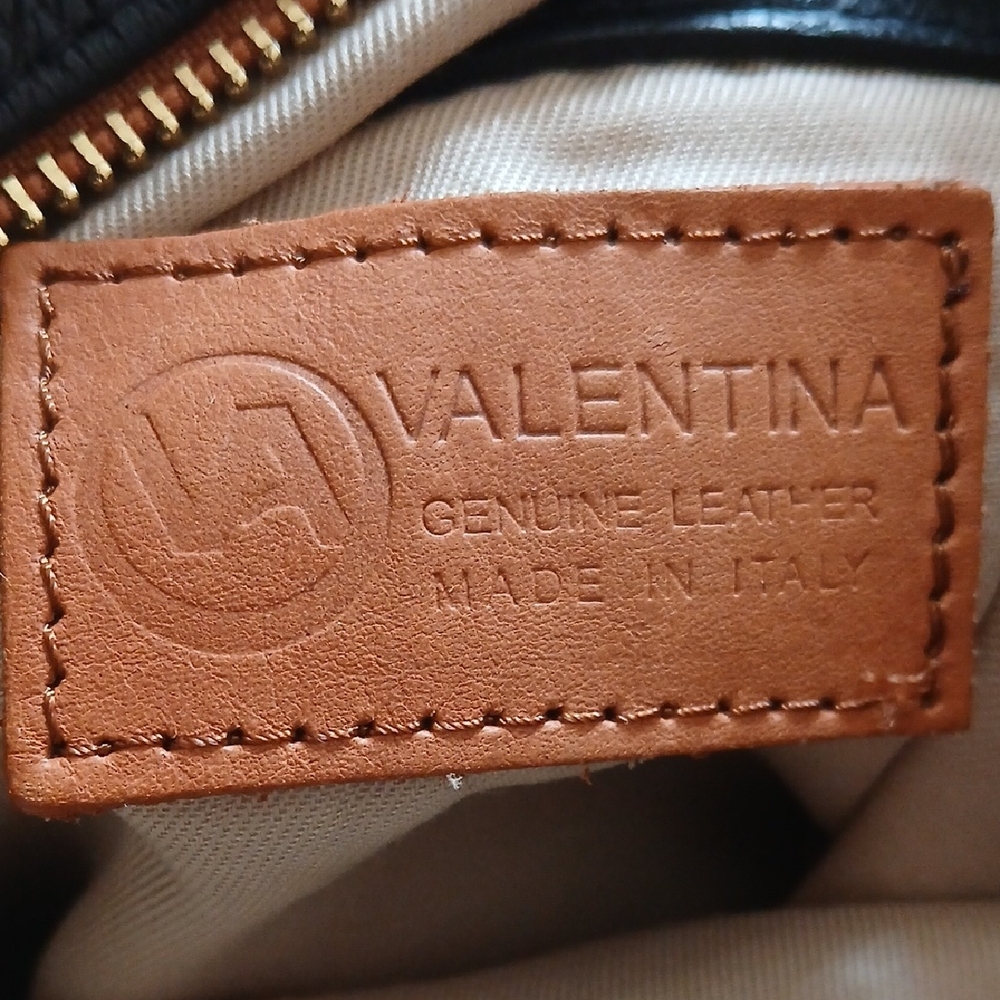 Valentina Leather Black and Brown Shoulder Bag - Picture 9 of 10